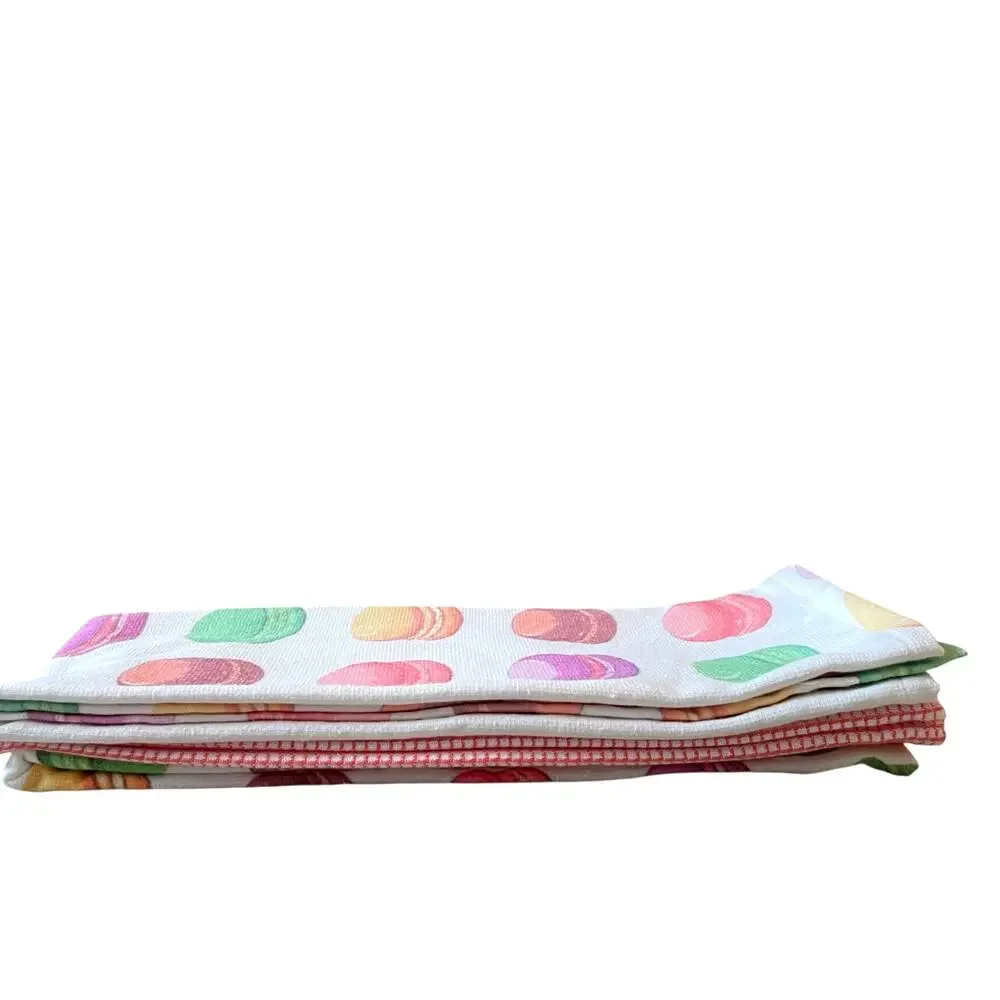 Macaroon Kitchen Towels 18x28 Pop of Color Set of 3 by Mireille Designs NEW